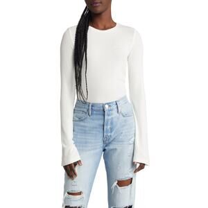 Frame Ribbed Off White Long Sleeve Size X-Small Top